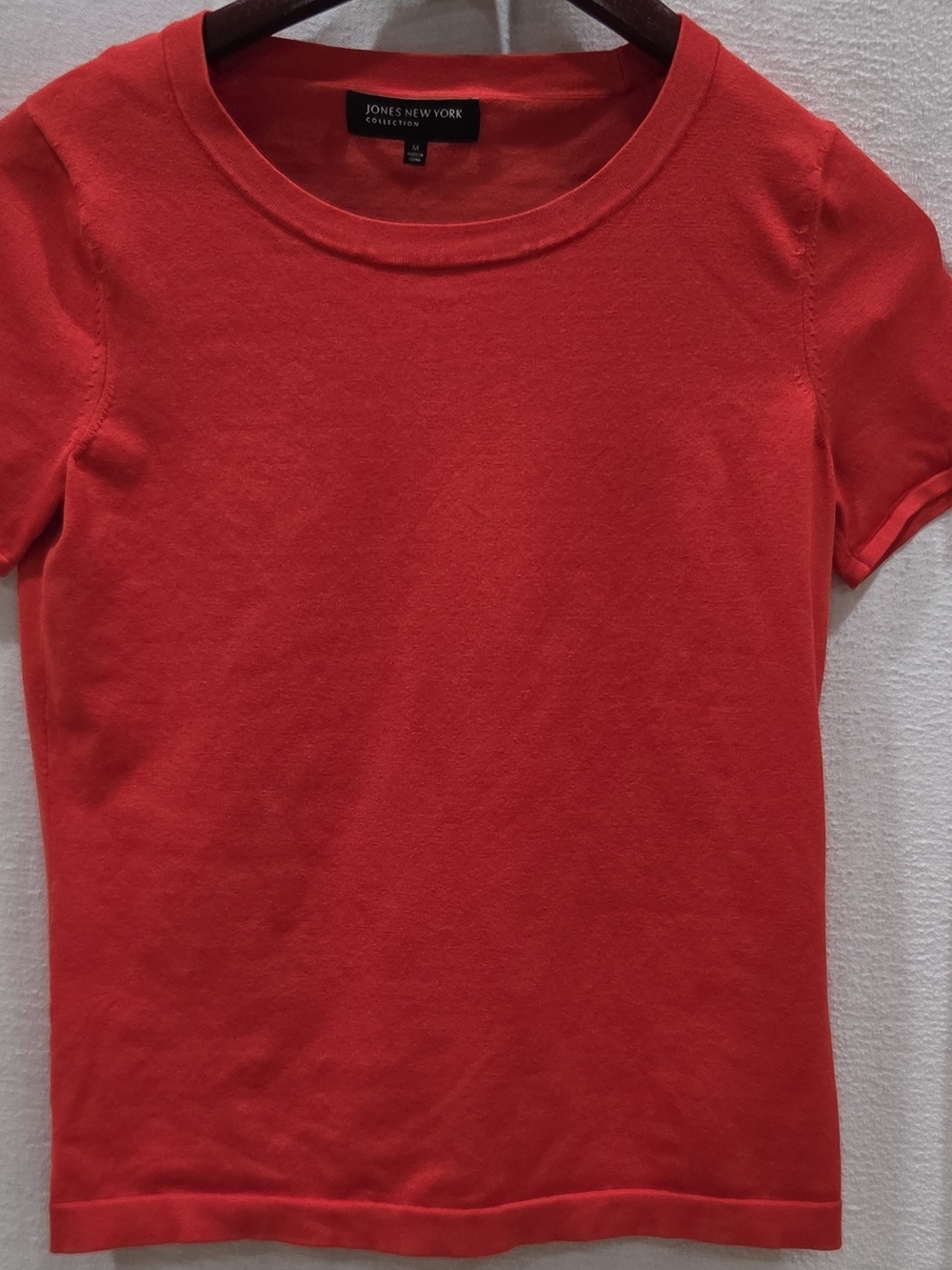 Jones New York Collection Womens  Coral-Red Short Sleeve Tee